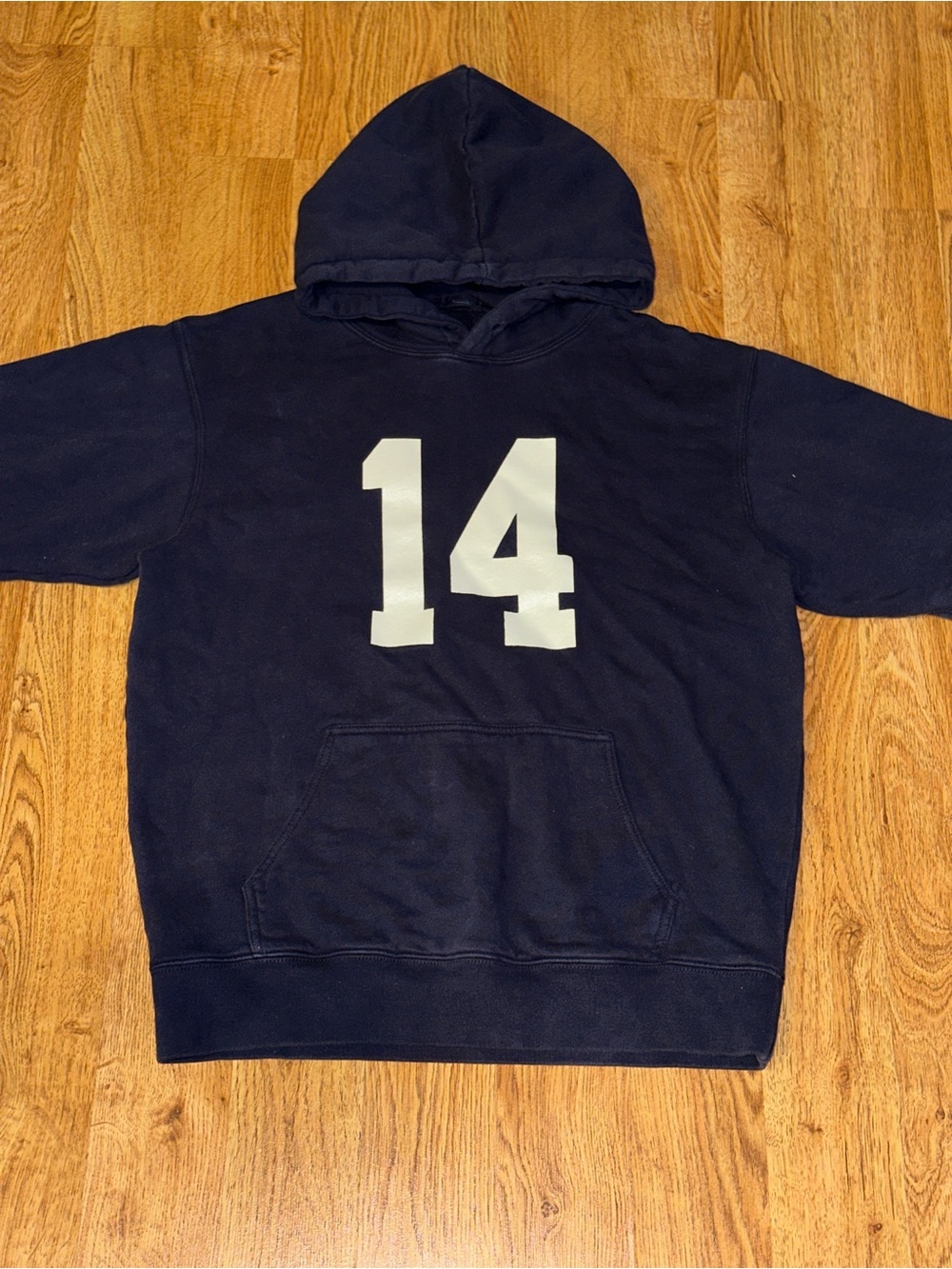 John Galt By Brandy Melville Blue Christie Oversized 14 Logo Hoodie Size Medium